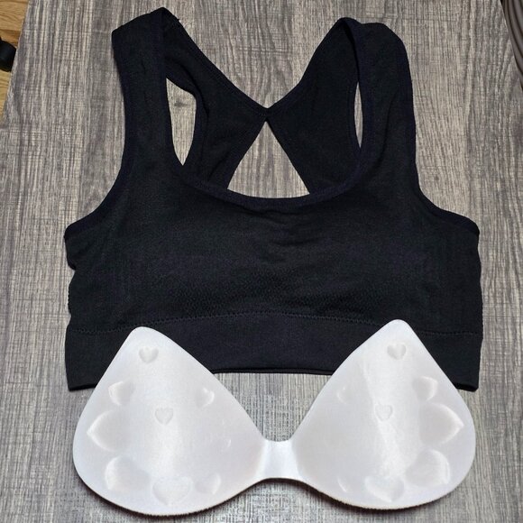 Padded Seamless Sports Bra Yoga Top Comfy Crop Athletic Gym CutoutBack Brand New - Picture 2 of 4